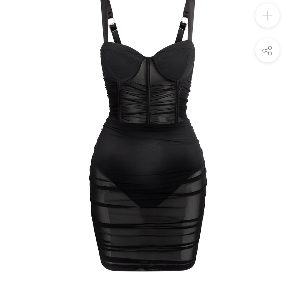 Mesh Bustier Little Black Dress - LEAU